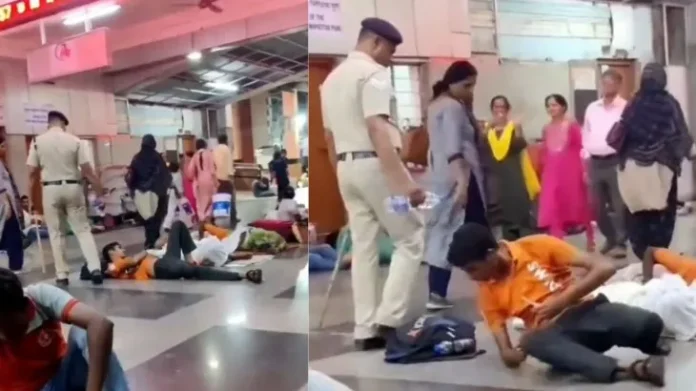 policeman woke uppassengers sleeping onplatform in suchway that people were furiousvideo went viral on social media